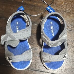 Carter's Gray and Blue Kids Adjustable Hook-and-Loop Sandals